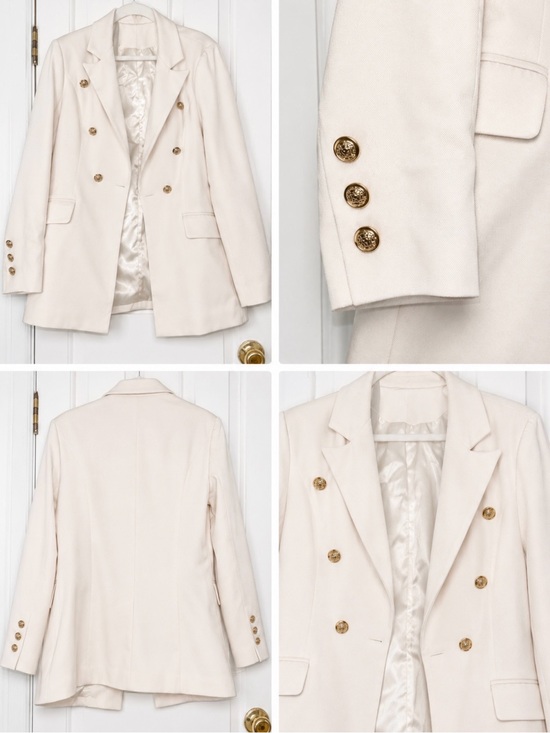 Jackets & Blazers - Cream Double-Breasted Women's Blazer Jacket